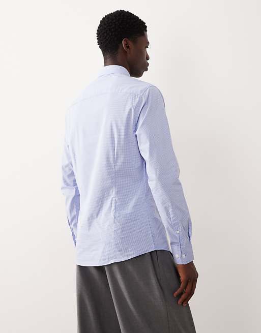 ASOS DESIGN Slim Shirt In Blue Micro Check