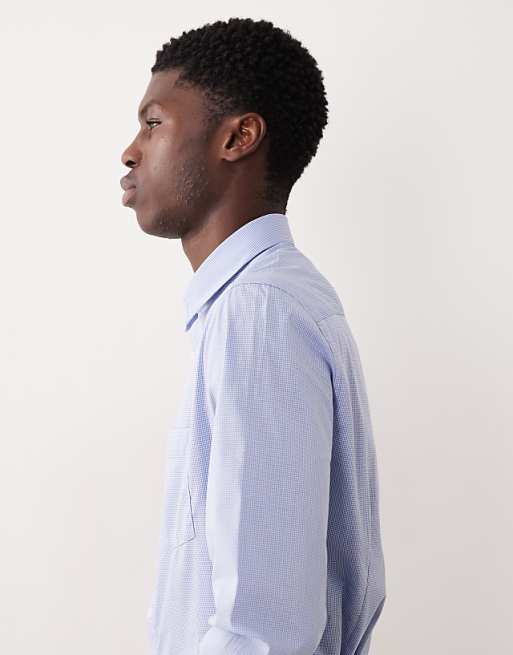 ASOS DESIGN Slim Shirt In Blue Micro Check