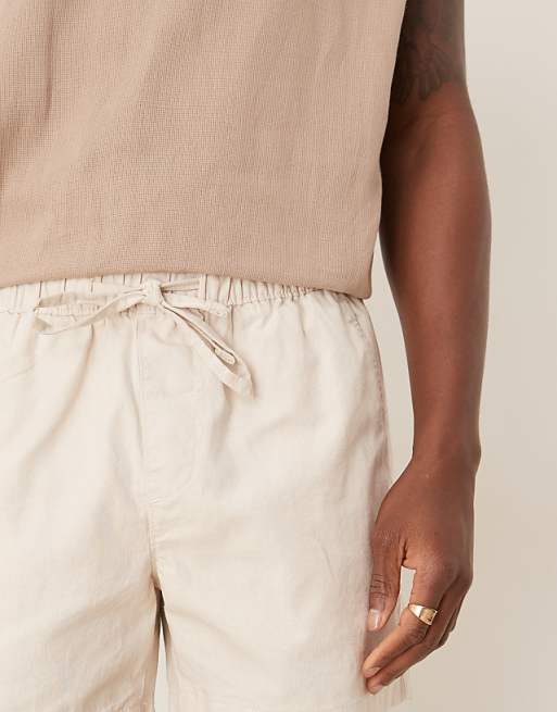 ASOS DESIGN Slim Shorter Length Linen Blend Bermuda Shorts In Stone