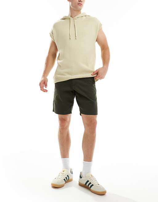 ASOS DESIGN Slim Stretch Chino Shorts In Khaki