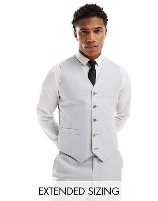 ASOS DESIGN Slim Suit In Grey Herringbone