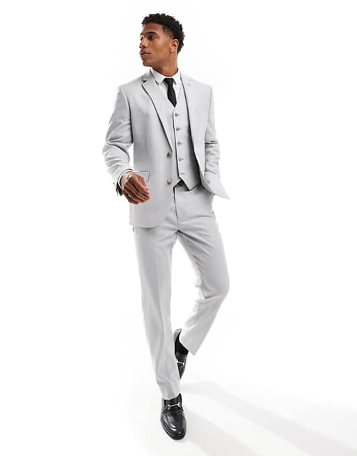 ASOS DESIGN slim suit in grey herringbone
