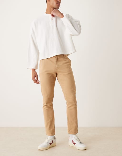 ASOS DESIGN Slim Trousers In Beige