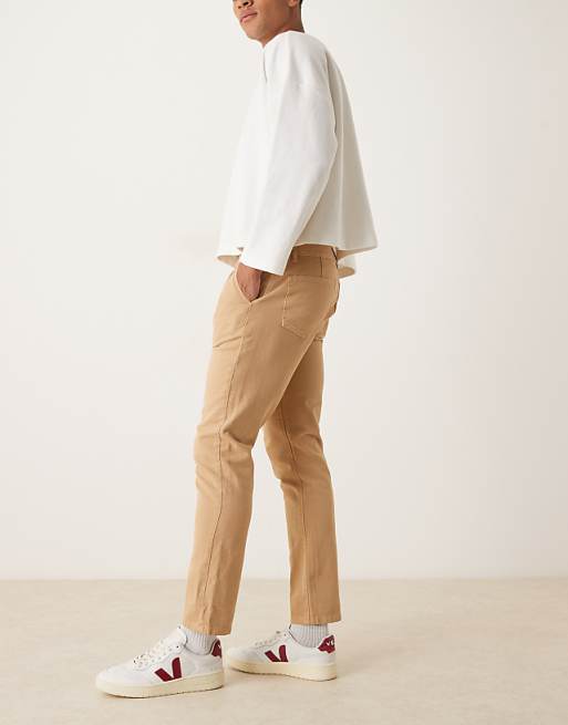 ASOS DESIGN Slim Trousers In Beige