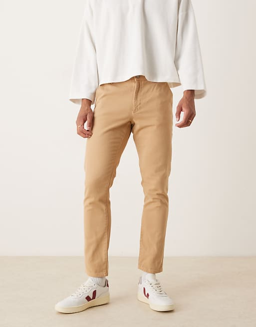 ASOS DESIGN slim trousers in beige