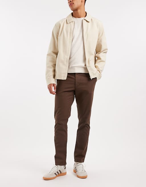 ASOS DESIGN Slim Trousers In Brown Ripstop