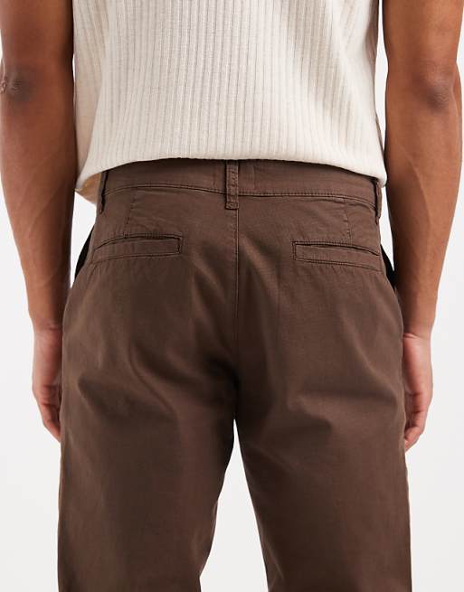 ASOS DESIGN Slim Trousers In Brown Ripstop