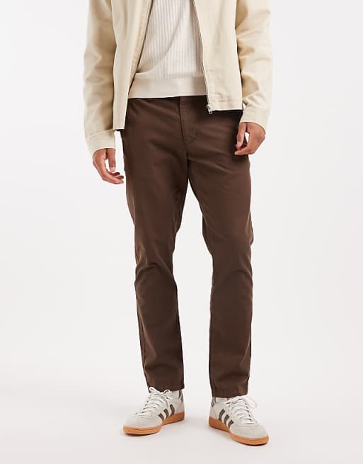 ASOS DESIGN slim trousers in brown ripstop