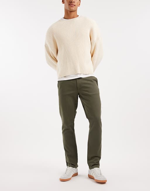 ASOS DESIGN Slim Trousers In Khaki