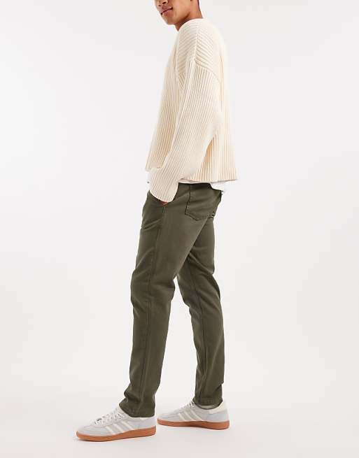 ASOS DESIGN Slim Trousers In Khaki