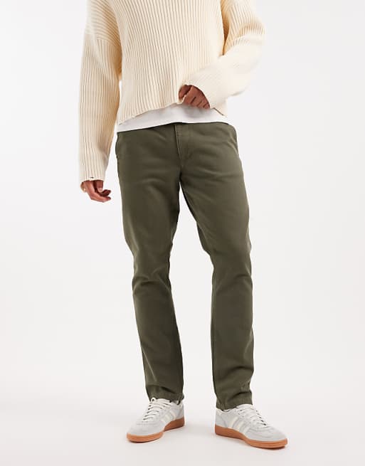 ASOS DESIGN slim trousers in khaki