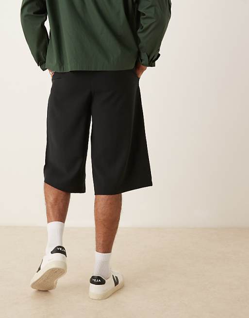 ASOS DESIGN Smart Bermuda Shorts With Double Pleat And Deep Waistband In Black