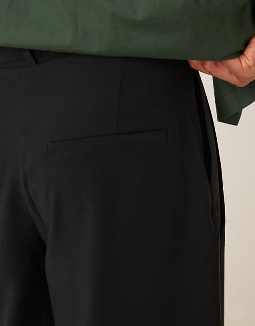 ASOS DESIGN Smart Bermuda Shorts With Double Pleat And Deep Waistband In Black
