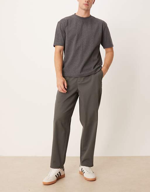 ASOS DESIGN Smart Carrot Fit Trousers In Charcoal