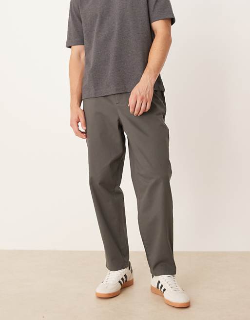 ASOS DESIGN smart carrot fit trousers in charcoal
