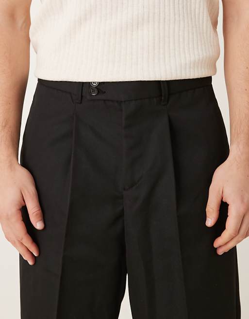 ASOS DESIGN Smart Carrot Fit Trousers With Double Button Waistband In Black