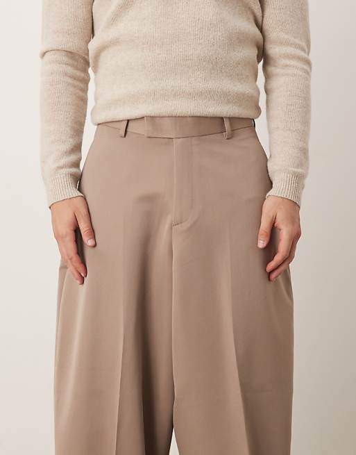 ASOS DESIGN Smart Extreme Tapered Trousers In Dark Stone