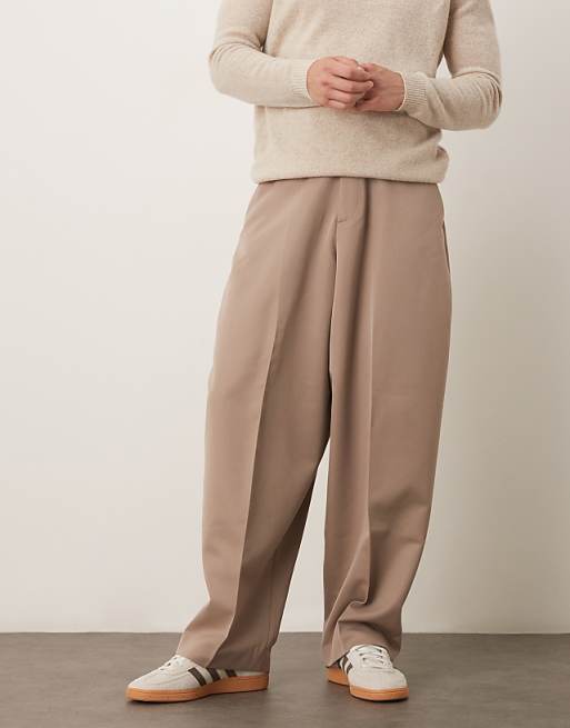 ASOS DESIGN smart extreme tapered trousers in dark stone