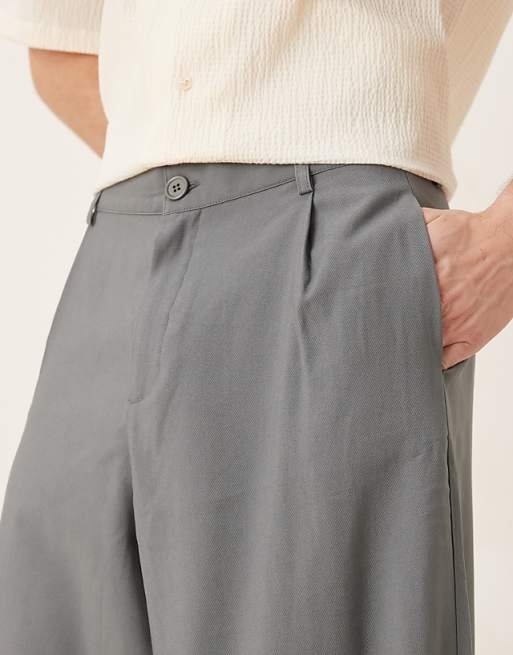 ASOS DESIGN Smart Extreme Tapered Trousers With Front Pleats In Grey