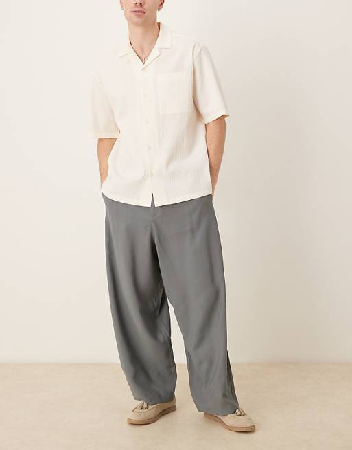 ASOS DESIGN Smart Extreme Tapered Trousers With Front Pleats In Grey