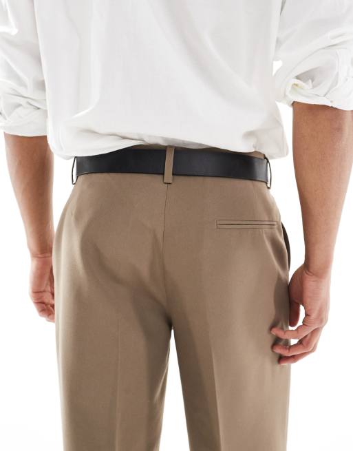 ASOS DESIGN Smart Faux Leather Belt With Matte Black Buckle In Black