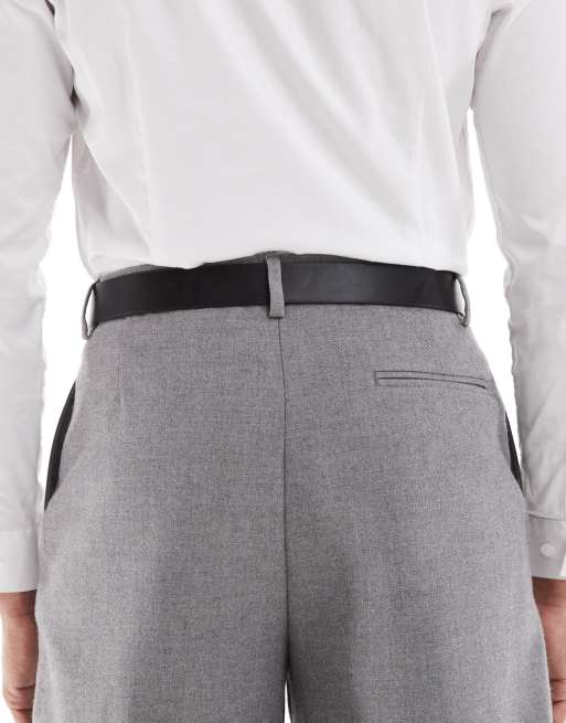 ASOS DESIGN Smart Faux Leather Belt With Silver Buckle In Black - BLACK