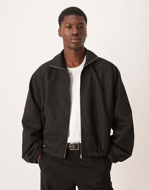 ASOS DESIGN smart funnel neck jacket in black