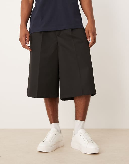 ASOS DESIGN Smart Oversized Bermuda Shorts With Front Pleat In Black