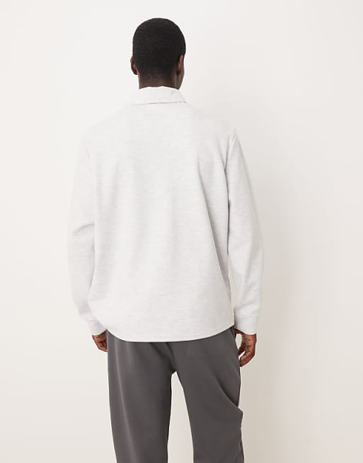 ASOS DESIGN Smart Scuba-style Fabric Polo Shirt In Oatmeal Marl Co-ord