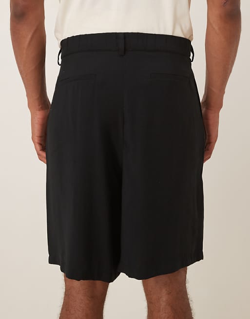 ASOS DESIGN Smart Straight Fit Longer Length Shorts In Black