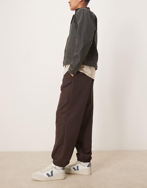 ASOS DESIGN Smart Straight Leg Trouser With Part Elastic Waistband And Cuff In Brown