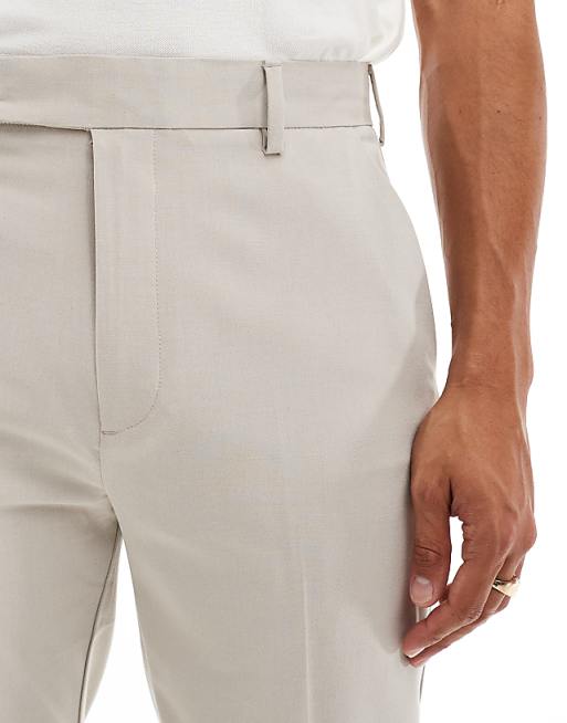 ASOS DESIGN Smart Tapered Fit Trousers In Ecru