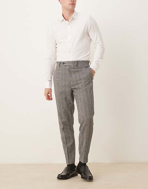 ASOS DESIGN Smart Tapered Trouser In Grey Herringbone