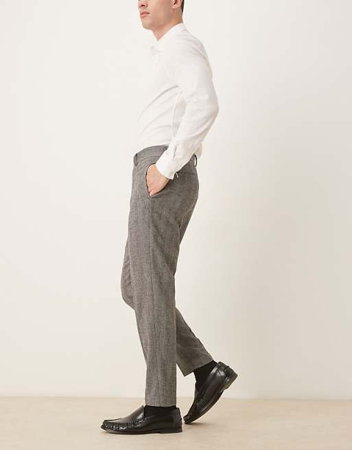 ASOS DESIGN Smart Tapered Trouser In Grey Herringbone