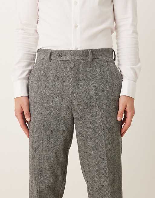 ASOS DESIGN Smart Tapered Trouser In Grey Herringbone