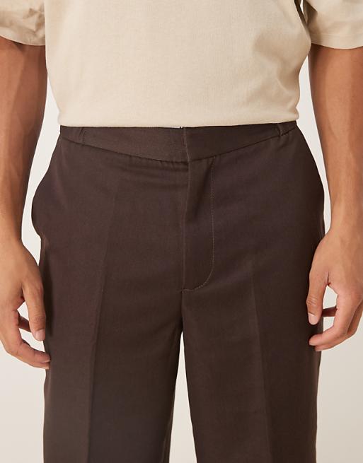 ASOS DESIGN Smart Tapered Trousers In Brown