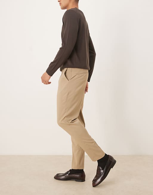 ASOS DESIGN Smart Tapered Trousers In Stone