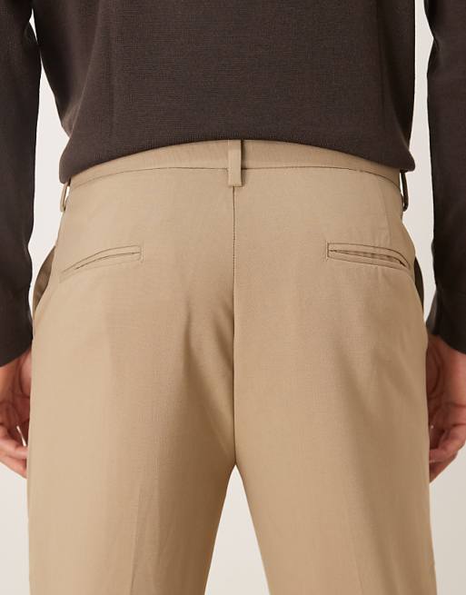 ASOS DESIGN Smart Tapered Trousers In Stone