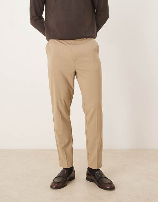 ASOS DESIGN smart tapered trousers in stone