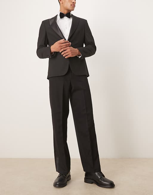 ASOS DESIGN Smart Tuxedo Wide Leg Trousers With Side Stripe