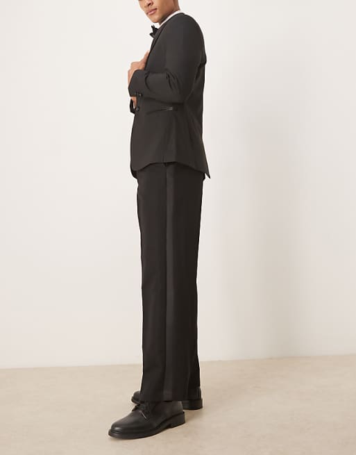 ASOS DESIGN Smart Tuxedo Wide Leg Trousers With Side Stripe