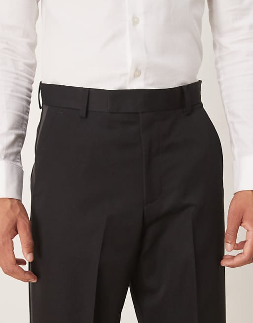 ASOS DESIGN Smart Tuxedo Wide Leg Trousers With Side Stripe