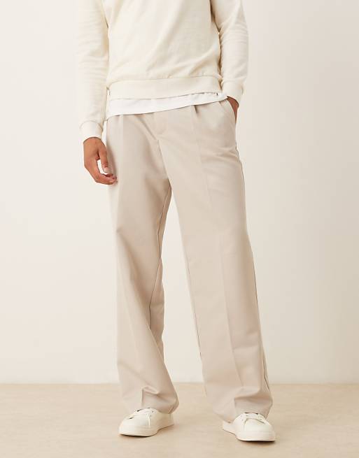 ASOS DESIGN smart wide leg trousers in stone