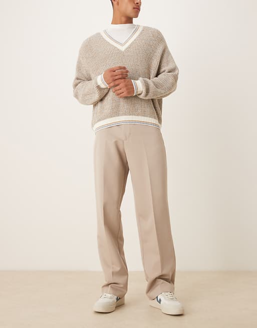 ASOS DESIGN Smart Wide Trousers In Stone