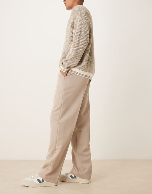 ASOS DESIGN Smart Wide Trousers In Stone