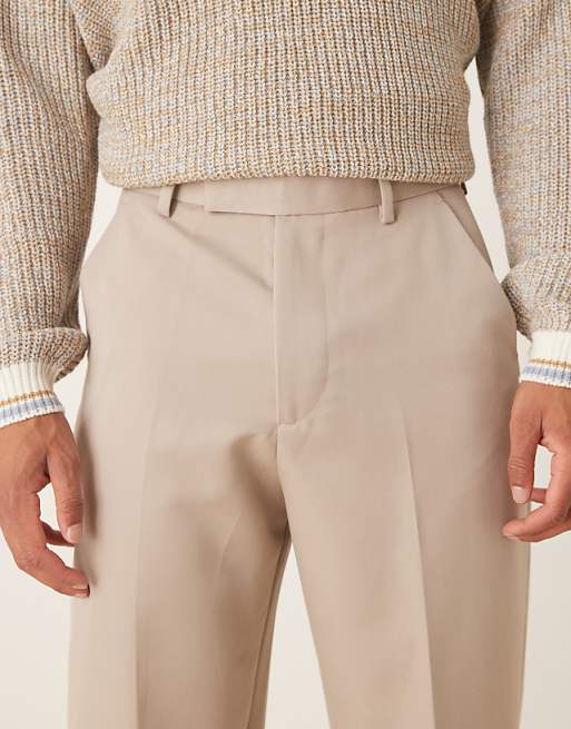 ASOS DESIGN Smart Wide Trousers In Stone
