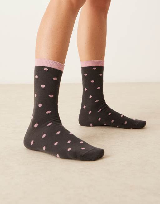 ASOS DESIGN Socks With Polka Dot Design In Grey And Pink