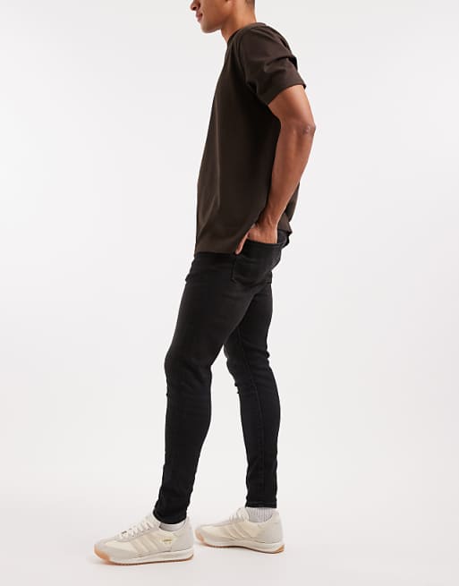ASOS DESIGN Spray On Jeans In Power Stretch Denim In Washed Black