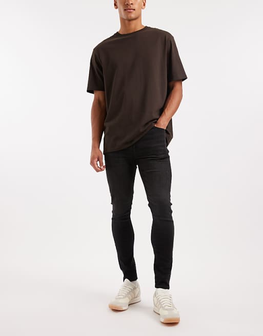 ASOS DESIGN spray on jeans in power stretch denim in washed black
