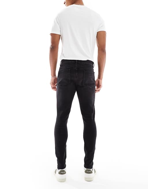 ASOS DESIGN Spray On Jeans With Power Stretch In Washed Black